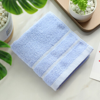 纯棉素色缎档柔软强吸水洗脸巾 情侣毛巾 70×34cm 浅蓝色 单条装