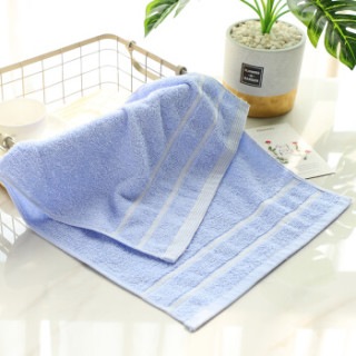 纯棉素色缎档柔软强吸水洗脸巾 情侣毛巾 70×34cm 浅蓝色 单条装