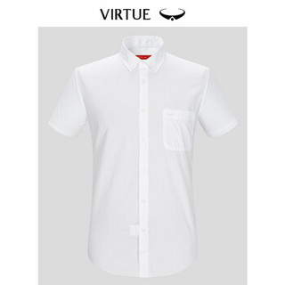 Virtue富绅提花透气短袖正装衬衫2019夏季新品净色短衬男00CC210SM-1 白色平纹款有口袋 40