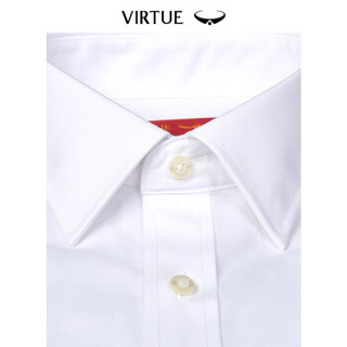 Virtue富绅提花透气短袖正装衬衫2019夏季新品净色短衬男00CC210SM-1 白色平纹款有口袋 40