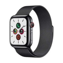 Apple Watch Series 5智能手表（GPS 蜂窝网络款 44毫米深空黑色不锈钢表壳 米兰尼斯表带 )