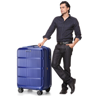 莎米特（SUMMIT）PC722 拉杆箱万向轮男女可扩容PC材质旅行行李箱 蓝色镜面 28英寸