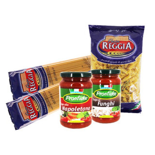 意大利进口 瑞杰（Reggia）家庭分享装面酱礼盒（意大利面*3+意面酱*2） 2200g 面酱礼盒装