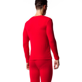 韩彩（HACAI）男士保暖内衣V领氨纶双面布保暖内衣套装 中国红 170\95(L)