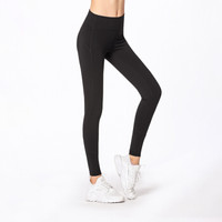 普为特POVIT 瑜伽服裤高腰弹力显瘦紧身速干透气运动健身九分长裤厚款 黑色XL码 P-811