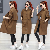 BANDALY 2019秋季女装新款风衣气质中款中长款衬衣衬衫外衣外套女装 HZ131-66-05 浅咖色 M