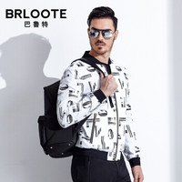 Brloote/巴鲁特LOVE主题印花夹克男青年2019春装新款棒球领时尚潮外套 白色 190/108A