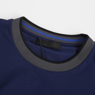 PRADA普拉达 19春夏新款 男士海蓝色棉质弹性滚边设计圆领短袖针织T恤 SJN228S1911S6M F0216 S码