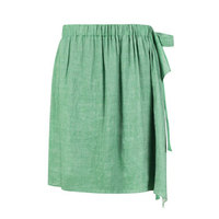Ms MIN 设计师品牌 草绿混麻松紧腰绑带包裹半裙 Jdesigner 绿色 6