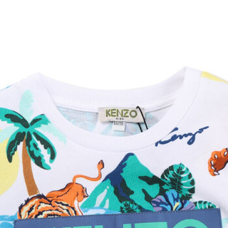 KENZO KIDS 高田贤三 奢侈品童装 男童白色棉质老虎印花短袖T恤 KN10598 01 6A/6岁/116cm