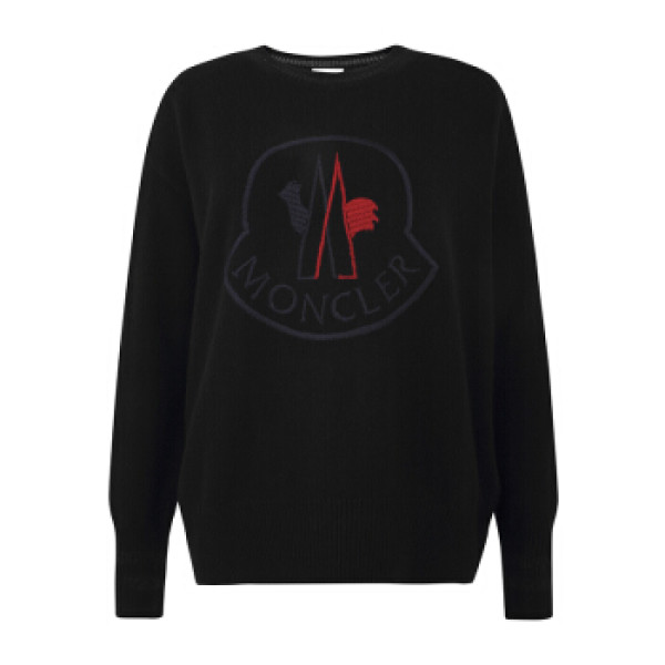 moncler 盟可睐 女士黑色羊毛羊绒logo图案针织衫毛衫 d2 093 9050850