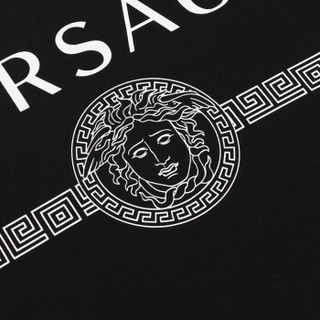 VERSACE 范思哲 奢侈品 19秋冬新款 男士黑色棉质LOGO图案短袖T恤 A83159 A228806 A008 XL码