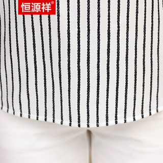 恒源祥夏季短袖T恤女圆领条纹宽松中老年妈妈装潮流女装洋气上衣 白色 170/92A/XL