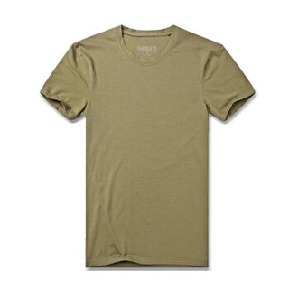 Markless 短袖T恤男纯色修身圆领打底衫青年短袖休闲T恤99元2件TXA5630M 军绿色 170/88(M)