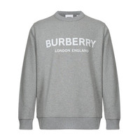 BURBERRY 巴宝莉 男款浅麻灰徽标印花棉质圆领长袖卫衣运动衫 80095051 XL码