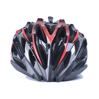 MOON MV37 骑行头盔 自行车头盔山地车头盔一体成型骑行头盔 男女款 骑行装备安全帽 红黑色 M码