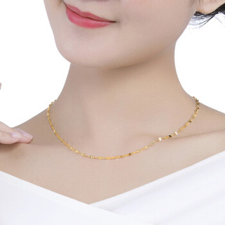六福珠宝  足金幸运十字相连黄金项链女款素链 计价 B01TBGN0003 43cm-约4.36克