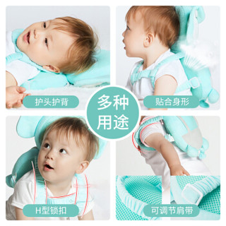 爱宝适 婴儿防摔枕儿童头部保护垫透气宝宝护头学步防撞帽S128 蓝色大象