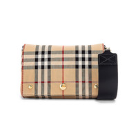 银联爆品日：BURBERRY 博柏利 Vintage Check and Leather Note Crossbody Bag