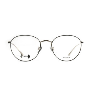 POLICE 中性款银色镜框银色镜腿钛金属全款光学眼镜架眼镜框 VPL898K-0583 53MM