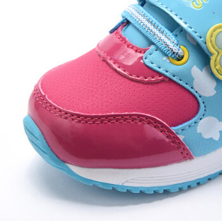 abckids童鞋 冬季女宝宝棉鞋运动鞋休闲保暖卡通跑步鞋子Y85116025D 珊瑚蓝/紫玫红22码