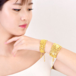 商品赛菲尔 coco李玟代言款 黄金手镯女款 足金9999莲花手镯子开口