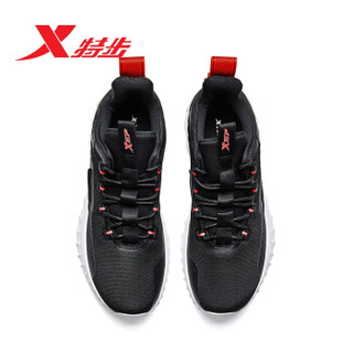 特步篮球鞋新款男子运动鞋室内中帮低帮男鞋缓震透气网面881319129017 黑红 45码