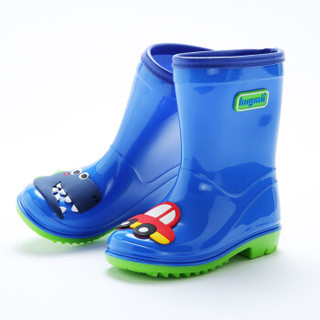 hugmii儿童雨鞋学生卡通雨靴宝宝胶鞋水鞋 蓝色恐龙 32码/21cm