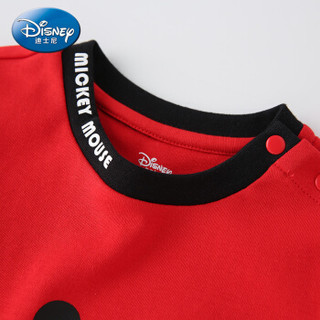 迪士尼 Disney 童装男童宝宝衣服针织长袖T恤可爱上衣2019秋 DA931AE04 大红 140