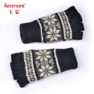 卡蒙（Kenmont）km-2818 冬季情侣办公打字加厚半指手套 黑色 M （手套专拍）