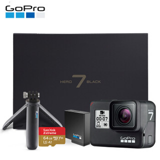 GoPro HERO7Black 电池+shorty自拍礼盒（含64G内存卡）运动相机摄像机