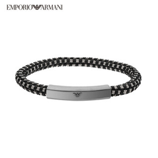 阿玛尼（Emporio Armani）新款皮革编织手环 黑色时尚男士手镯 EGS2665060 1 1