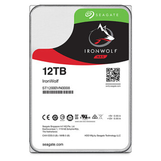 SEAGATE 希捷 酷狼IronWolf系列 3.5英寸NAS硬盘 12TB 256MB(7200rpm、PMR)ST12000VN0008