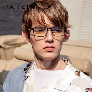 帕森（PARZIN）防蓝光防辐射眼镜框女男 方框电脑护目镜 平光镜女男 15752 黑色