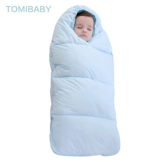 多米贝贝（Tomibaby)婴儿睡袋羽绒棉加绒加厚儿童宝宝新生儿外出抱被防踢被秋冬季款 M码（0-1岁）摩洛蓝
