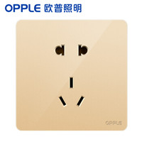 欧普照明（OPPLE）开关插座面板家用暗装墙壁五孔纯平圆角86型墙式开关 k12金色 五孔