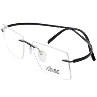 Silhouette 诗乐 光学眼镜架眼镜框男女款黑色镜框黑色镜腿 5523 DV 9141 51MM