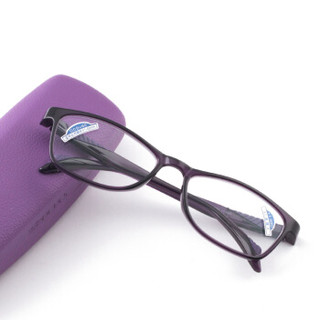 夕阳红老花镜女 耐磨树脂舒适时尚老花老光眼镜JX6021 100度 亮紫色