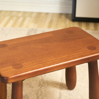 心家宜  小板凳实木小凳子换鞋凳 家用矮凳客厅卧室圆凳简约小木凳 长方形 咖啡色98773C