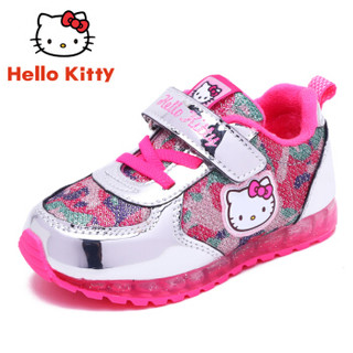 HELLOKITTY 童鞋女童运动鞋 加棉保暖冬季儿童运动休闲鞋 K7543846加棉银色28