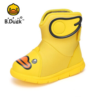 小黄鸭（B.Duck）童鞋男童雪地靴 冬季新款儿童棉靴女加绒保暖潮鞋 B5983904黄色29
