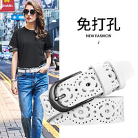 斯提亚(STIYA)皮带女时尚潮流女式针扣牛皮腰带休闲免打孔女士皮带 891S081001白色