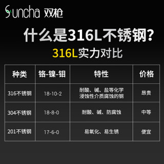 SUNCHA 双枪 316L不锈钢筷子防滑不发霉家用筷子套装酒店公筷餐具套装 年有余方筷10双装