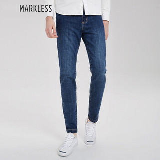 Markless 牛仔裤男休闲牛仔裤青年直筒修身小脚长裤NZA8005M牛仔蓝34（2.7尺）