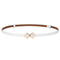 斯提亚(STIYA)牛皮无孔装饰细腰带女配裙子百搭腰链女士皮带花朵装饰 893S081006白色