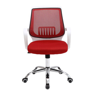 奈高电脑办公椅网布会议弓形椅子家用时尚休闲会客转椅白框红网A-6