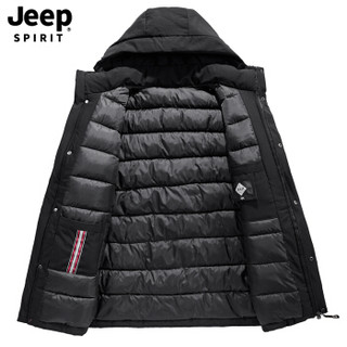 吉普JEEP 棉衣男2019秋冬季新品保暖棉服连帽男士加绒加厚中长款男装外套 XYL998 墨绿色 4XL