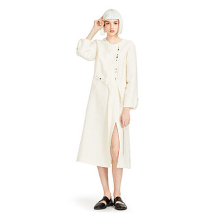 设计师品牌 LUCIEN WANG 白色不对称解构设计羊毛连衣裙 白色 M