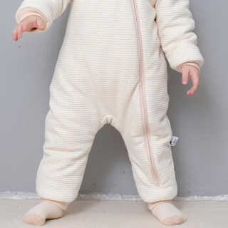 贝吻 婴儿连体衣爬服冬双面可穿婴儿棉服加厚款宝宝外出服礼盒装B5012咖色 90/52码