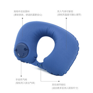 毕亚兹 U型枕护颈枕(配收纳袋) 便携式手动充气记忆旅行汽车高铁午睡舒适头枕 多功能牛奶丝面料BUZ02